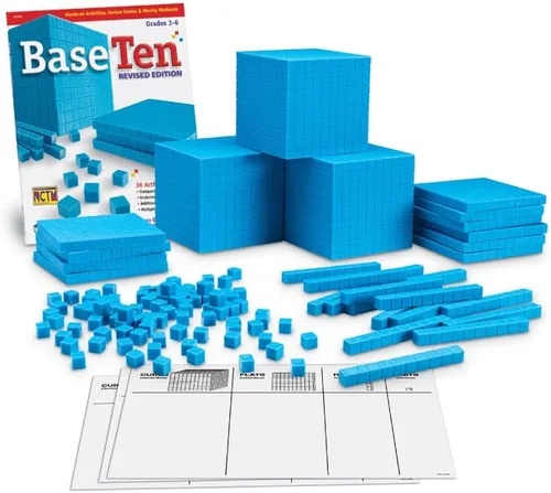Vista 4 de Learning Resources Cubo Base Diez de Plástico Azul, Matemáticas Tempranas, Educación en Casa, Juguetes de Conteo, Edades 6+