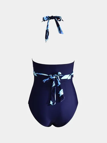 Vista 6 de CUPSHE Traje de baño de una pieza para mujer, cuello en V profundo, cuello halter en la espalda