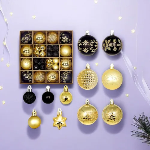 Vista 15 de Juego de 44 adornos de bolas de Navidad, adornos de bolas de Navidad inastillables para Navidad, vacaciones, corona y decoraciones de fiestas
