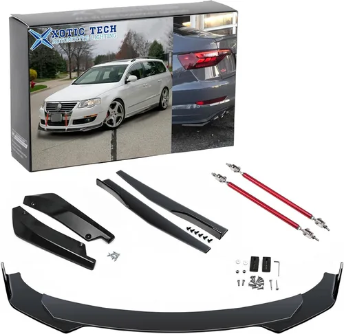 Vista 10 de X xotic tech Juego de carrocería para coche con alerón para parachoques delantero, divisor de falda lateral + alerón para parachoques trasero