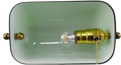Vista 4 de Lámpara de escritorio de estilo retro, lámpara de escritorio con base de latón, pantalla de vidrio verde, lámpara de escritorio para banqueros
