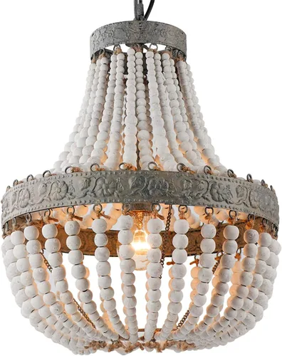 Vista 10 de Lámpara Colgante de Araña con Cuentas de Madera Bohemia Boho Playera Lámpara de Techo Accesorios de Iluminación