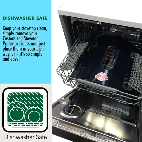 Vista 5 de Protectores de estufa Premium Plus para cocina KitchenAid modelo KSDB900ESS5, corte personalizado, revestimiento de estufa fácil de limpiar