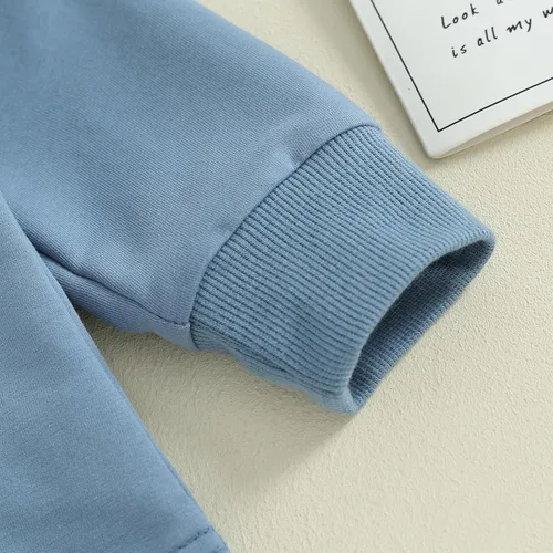 Vista 4 de Conjunto de sudadera de manga larga con cuello redondo y pantalones deportivos para bebés, ropa de invierno para bebé