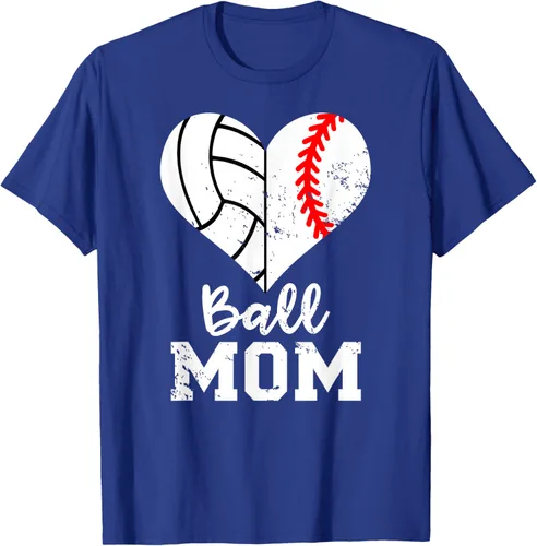 Vista 21 de Ball Mom Heart Funny Baseball Voleibol Mom - Camiseta para mamá, Negro, S