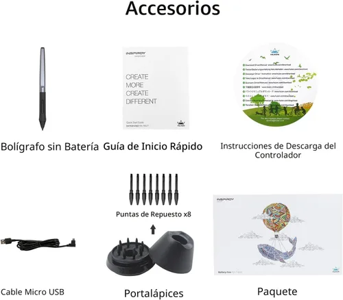 Vista 9 de HUION Inspiroy H950P - Tableta de dibujo digital de 8 x 5 pulgadas con lápiz sin batería, 8192 presión de bolígrafo, inclinación, 8 teclas de acceso