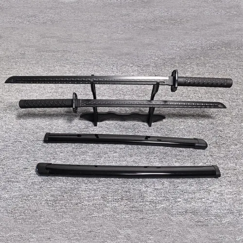 Vista 5 de Paquete de 2 espadas de polipropileno de alta dureza, katana de flexión de 90 grados, accesorio de Halloween, personaje de anime de plástico