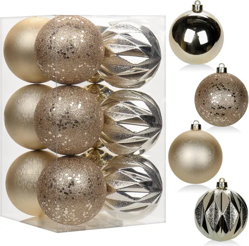 Vista 8 de 30 piezas de adornos de bola de árbol de Navidad irrompibles negros para decoración navideña