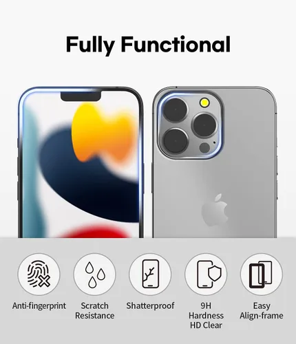 Vista 5 de GOOSPERY Protector de pantalla con protector de lente de cámara compatible con iPhone 13 Mini [2+2 unidades] Vidrio templado HD transparente