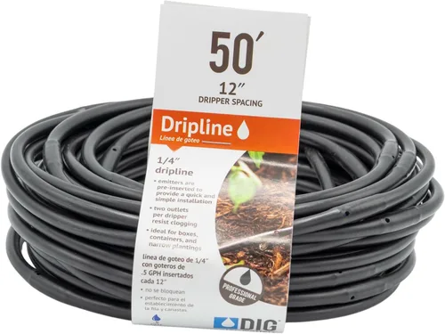 Vista 10 de DIG ML-056, 50', ¼" Microline™ Dripline - Espaciado de emisores mejorado de 6 pulgadas, resistente a los rayos UV, perfecto para diversos diseños
