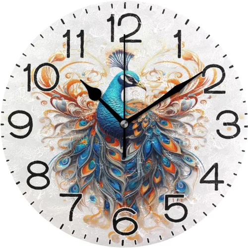 Vista 11 de ALAZA Reloj de pared de mármol marrón natural, funciona con pilas, sin tictac, silencioso, de cuarzo, analógico, rústico, rústico, reloj redondo