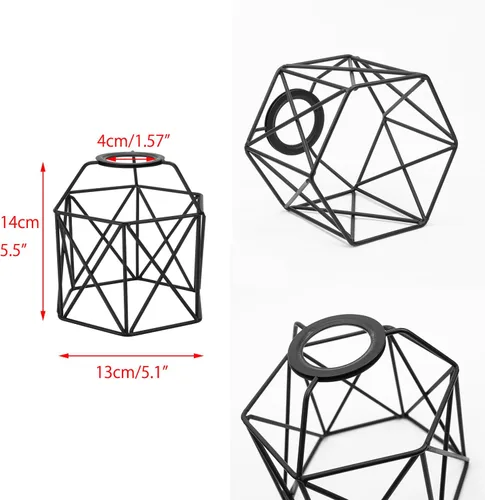 Vista 2 de Conjunto de dos jaulas huecas DIY pantalla de metal negro para aplique de pared lámpara de mesa lámpara colgante lámpara colgante diseño retro