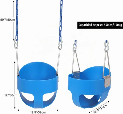 Vista 2 de RedSwing Asiento de Columpio de Cubo con Respaldo Alto para Niños Pequeños con Cadenas Recubiertas, Asiento de Columpio Resistente para Niños