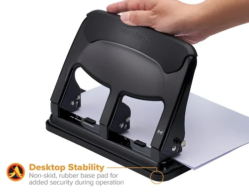 Vista 4 de Bostitch EZ Squeeze - Perforadora resistente de 3 agujeros, capacidad de 40 Negro