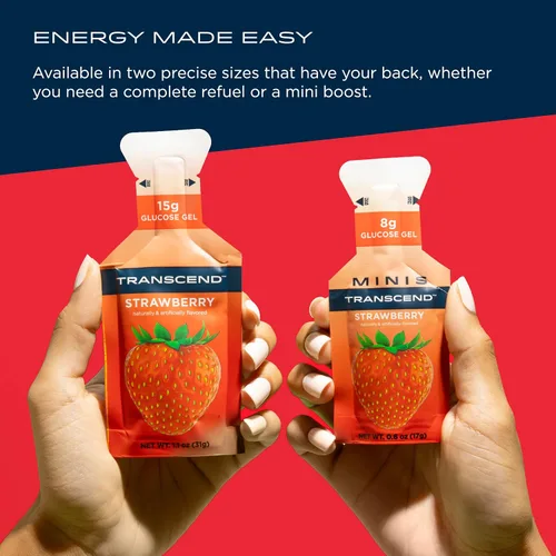 Vista 6 de Transcend Foods - Gel de fresa (1.1 onzas, paquete de 10) gel de carbohidratos de acción rápida sabor a fresa, sin cafeína, sin gluten