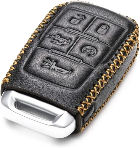 Vista 3 de Vitodeco Funda protectora de piel auténtica con control remoto inteligente para llaves con correa de cuero, compatible con RAM 2500, 3500, 4500