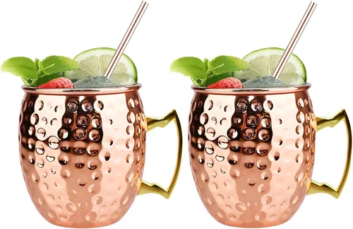 Vista 12 de TJ Moscow Mule - Juego de 2 tazas de mula, taza martillada negra, 17 onzas Negro