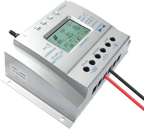 Vista 8 de Controlador de carga solar de 80 A, regulador de panel solar de 80 amperios con temporizador de carga, 12 V 24 V automático con pantalla LCD USB 5 V