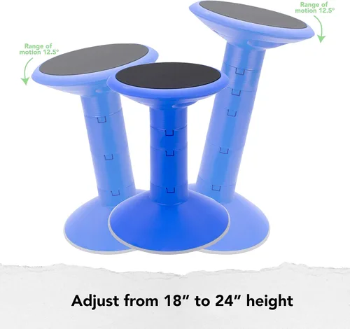 Vista 4 de Storex - Taburete de altura ajustable para asignación activa de asientos en el aula Azul