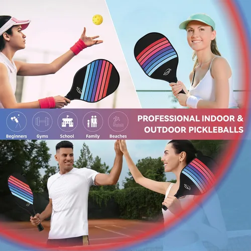 Vista 5 de Juego de 4 palas de pickleball, aprobadas por USAPA, 4 pelotas de pickleball para interiores y exteriores, bolsa de transporte, 4 toallas