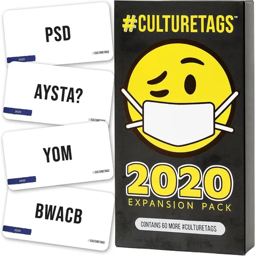 Vista 2 de Paquete de expansión 2020, reseña, regalo para la diversión familiar y para personas que aman los hashtags + cultura, 60 cartas, juego de fiesta
