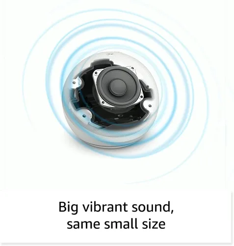 Vista 3 de Echo Dot (5ª generación, versión 2022) en paquete Glacier White con bombilla de color inteligente TP-Link Kasa