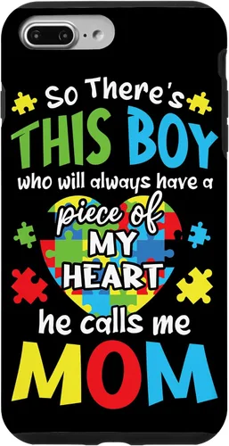Vista 12 de iPhone 16 Boy Calls Me Mom Heart - Funda de concientización sobre el autismo