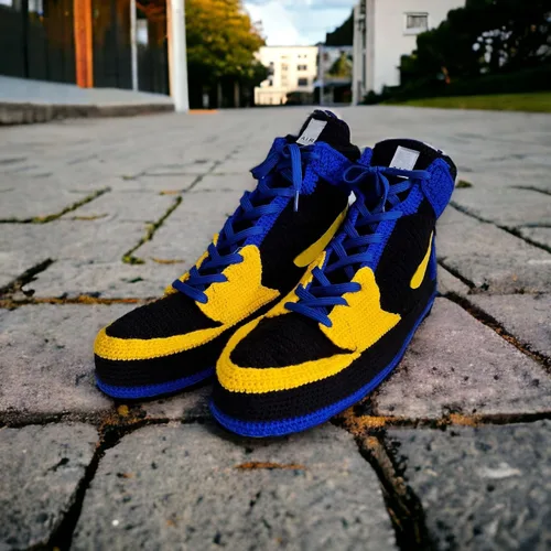 Vista 3 de Byseay - Zapatillas deportivas de ganchillo hechas a mano, calzado unisex de punto personalizado, zapatos Jordan para interiores retro acogedores