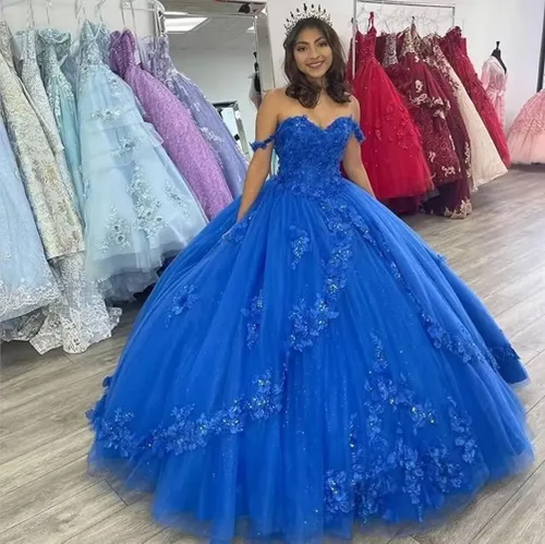 Vista 4 de Mauuwy Elegante vestido de quinceañera de tul con tirantes delgados, vestido de baile largo con apliques de encaje para mujer, Y86