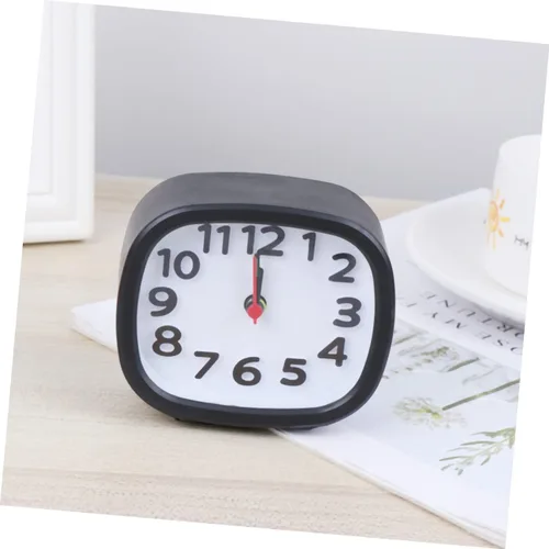 Vista 6 de VICASKY Reloj despertador de escritorio pequeño cuadrado simple con manecillas de hora para habitaciones de niño y niña, decoración del hogar