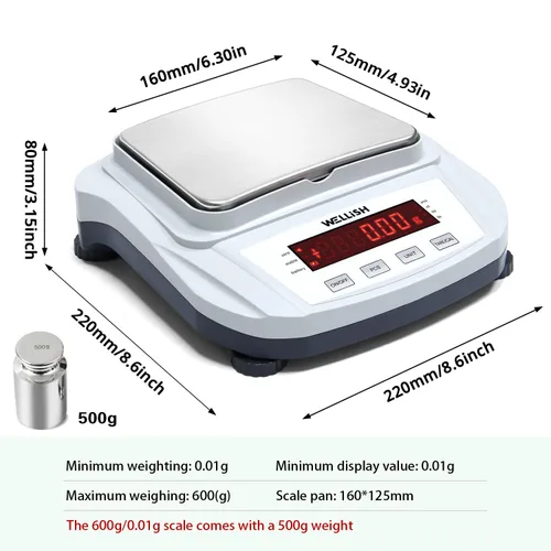 Vista 2 de Báscula de laboratorio 21.16 oz/0.00 oz Báscula digital de alta precisión con pesos de 17.64 oz Balanza analítica Balanza electrónica para pesaje