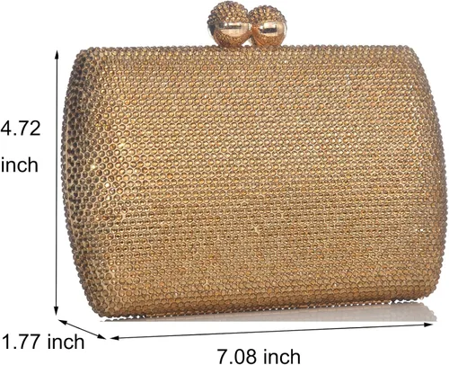 Vista 3 de Bolso de noche con diamantes de imitación completos para mujer, dije de cumpleaños, compromiso, boda, fiesta