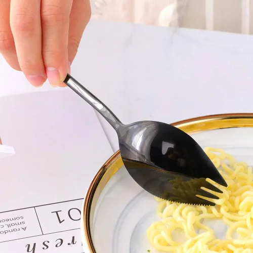 Vista 6 de Buyer Star Sporks - Juego de 6 tenedores de acero inoxidable 18/8 para uso diario en el hogar, 7.6 pulgadas, 1.6 onzas, cuchara para helado