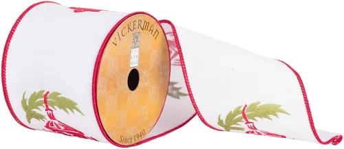 Vista 20 de Vickerman Cinta de Navidad con borde de alambre con estampado de abedul de 2.5 pulgadas x 10 yardas, algodón, blanca, cinta de corteza de abedul