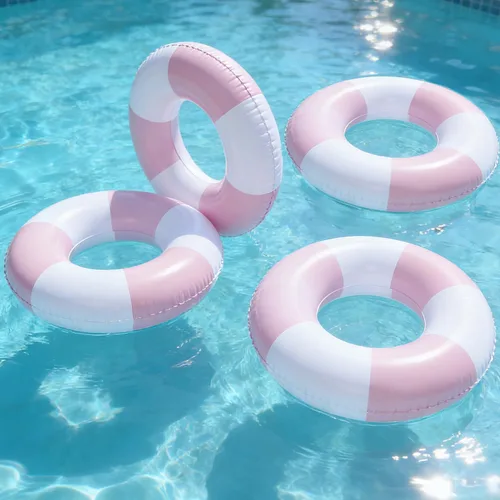 Vista 3 de 4 Pack Striped Large Inflatable Swim Rings, 35" Summer Adult Pool Float for Beach & Pool