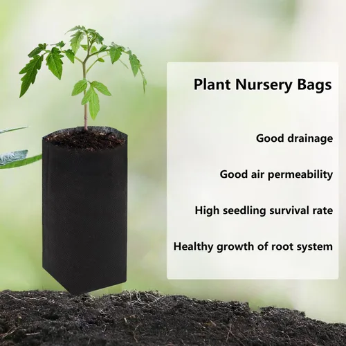 Vista 3 de Belit 50 piezas de 26 cm de alto bolsas de cultivo de vivero profundas, macetas de plantas no tejidas para el inicio de plantas enraizadas, Negro