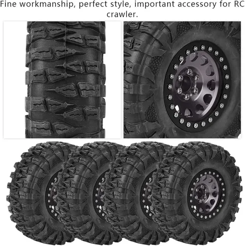 Vista 7 de 4 piezas RC Crawler neumático de coche, cubo de rueda de metal, accesorio neumático 1/10 RC coche 2.2 pulgadas neumáticos y ruedas ruedas ()