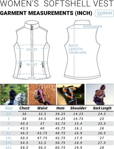 Vista 7 de 33,000ft Chaleco de correr para mujer, con forro polar, con cremallera, resistente al viento, ligero, softshell, para golf, senderismo, deportes