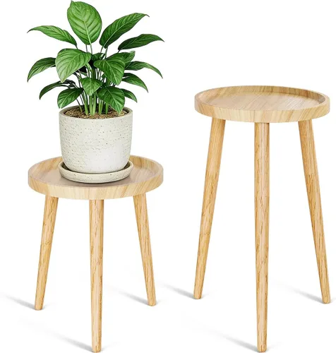 Vista 13 de Soporte alto para plantas de interior, soportes de metal para plantas de interior de mediados de siglo, mesa de altura ajustable para macetas