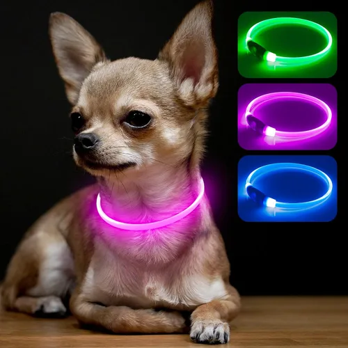 Vista 19 de BSEEN Collar de Perro Iluminado – Collar de Perro LED Visible a 360° Impermeable Recargable – Collar Brillante de TPU Cortable para Mascotas