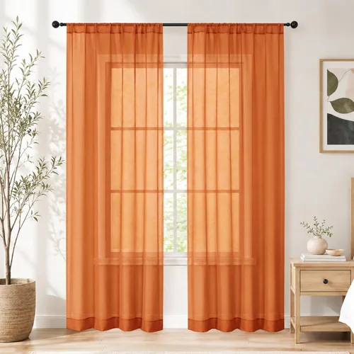 Vista 3 de Simplebrand Cortinas cortas transparentes negras de 54 pulgadas de largo, 2 Negro