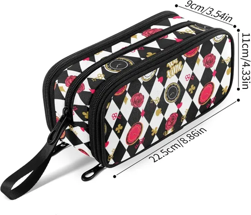 Vista 2 de Fustylead Alice - Estuche de ajedrez para lápices con cremallera, bolsa de maquillaje, bolsa de cosméticos, bolsa de viaje multiusos, caja