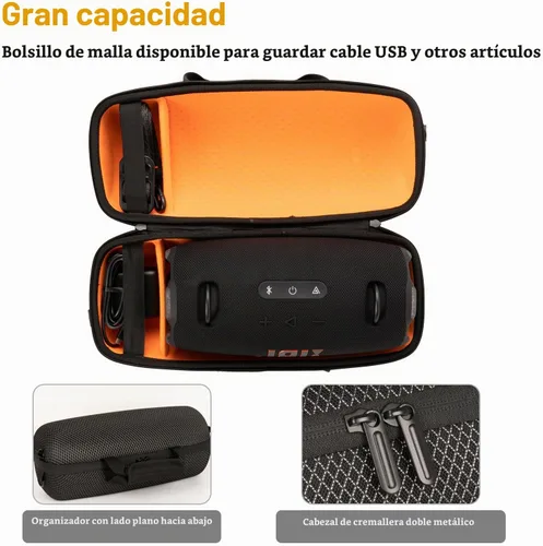 Vista 4 de Funda para altavoz Bluetooth JBL Xtreme 5, bolsa de almacenamiento de transporte de viaje para adaptador de cargador y accesorios