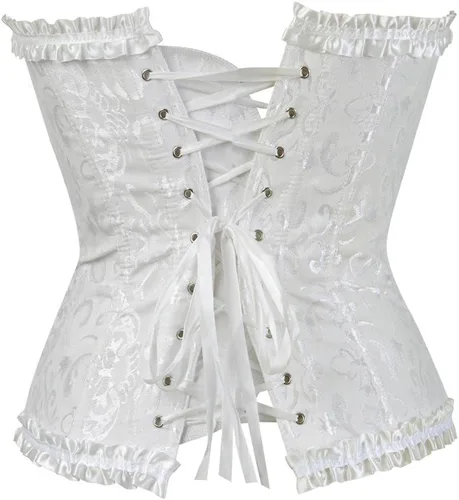 Vista 3 de Corsé de talla extragrande para mujer con ribete plisado floral y ceñidor de cintura