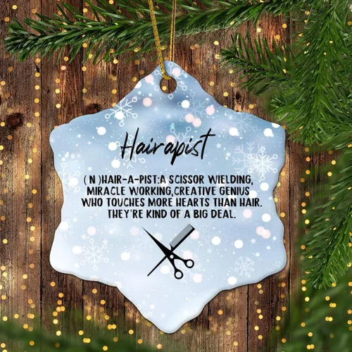 Vista 13 de Hairapist - Adornos de Navidad 2023 Definición de hairapista, decoraciones navideñas para árbol Descripción de la palabra Adornos únicos colgantes