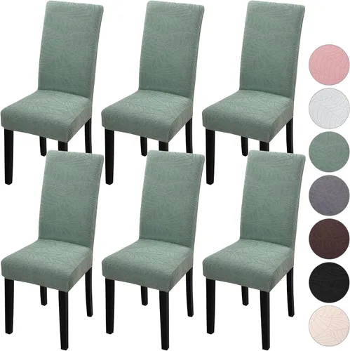 Vista 24 de Fundas para silla de comedor Yisun, fundas elásticas para silla de comedor, funda protectora para silla de comedor, mezcla de poliéster, Beige