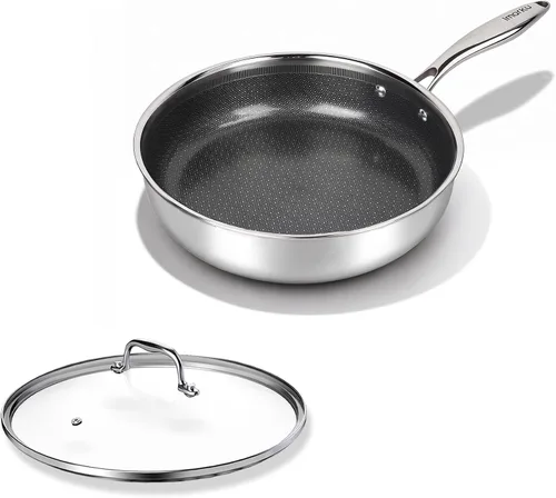 Vista 11 de imarku 10-Inch Hybrid Non Stick Frying Pan with Lid, Ceramic Coating