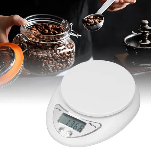 Vista 5 de Báscula digital de cocina con pantalla LCD digital, básculas de alimentos, peso digital, gramos, onzas y libras, con baterías de 0.04 oz, incluidas