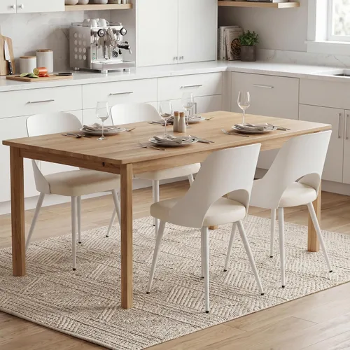 Vista 5 de Juego de 2 sillas de comedor tapizadas modernas de mediados de siglo con patas de metal y cojín de piel sintética para cocina, restaurante