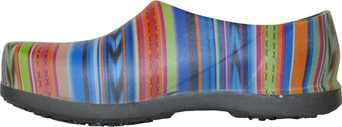 Vista 6 de VANGELO Zuecos profesionales antideslizantes para mujer, zapatos de trabajo, zapatos de enfermera, zapatos de chef, negro, blanco, lima, multicolor